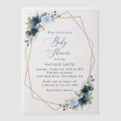 Invitations En Vélin Fleurs marines, Fleurs bleues, Verdure, Baby showe (Recto)