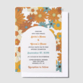 Invitations En Vélin Fleurs rétro colorées 60's 70's Mariage (Compenser)