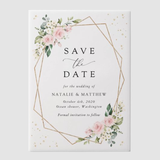 Invitations En Vélin Fleurs Roses, Fleurs Blanches, Mariage Enregistrer (Recto)