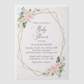 Invitations En Vélin Fleurs roses, Fleurs blanches, Verdure, Baby showe (Recto)
