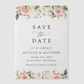 Invitations En Vélin Fleurs roses, Fleurs blanches, Verdure, Mariage (Recto)