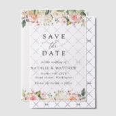 Invitations En Vélin Fleurs roses, Fleurs blanches, Verdure, Mariage (Décalage (Invitation))