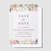 Invitations En Vélin Fleurs roses, Fleurs blanches, Verdure, Mariage (Compenser)
