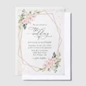 Invitations En Vélin Fleurs roses, Fleurs blanches, Verdure, Mariage (Compenser)