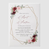 Invitations En Vélin Fleurs Rouges Bourgogne, Fleurs Roses, Douces 16 (Recto)