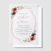 Invitations En Vélin Fleurs Rouges Bourgogne, Fleurs Roses, Douces 16 (Compenser)