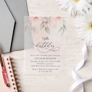 Invitations En Vélin Fleurs Rouges, Fleurs Roses, Bohème, Anniversaire