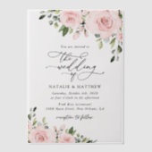 Invitations En Vélin Fleurs Rouges, Fleurs Roses, Verdure, Mariage (Recto)