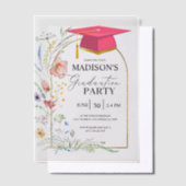 Invitations En Vélin Fleurs sauvages de la fête de graduation Pink Grad (Compenser)