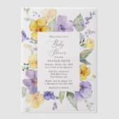 Invitations En Vélin Fleurs violettes, Fleurs Jaunes, Boho, Baby shower (Recto)