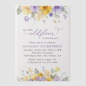 Invitations En Vélin Fleurs violettes, Fleurs Jaunes, Premier Anniversa (Recto)
