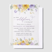 Invitations En Vélin Fleurs violettes, Fleurs Jaunes, Premier Anniversa (Compenser)