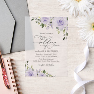 Invitations En Vélin Fleurs violettes, Fleurs Lilac, Mariage Floral