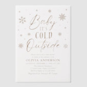 Invitations En Vélin Flocon de neige beige bébé Il fait froid Baby show (Recto)