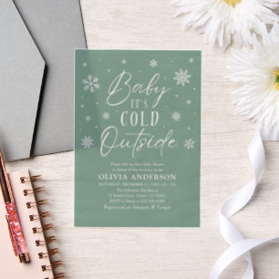 Invitations En Vélin Flocon de neige vert bébé Il fait froid à l'extéri