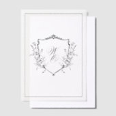 Invitations En Vélin Floral Crest Cream Black Monogram Wedding Overlay (Compenser)