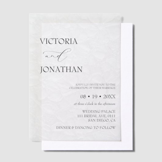 Invitations En Vélin Floral Élégant minimal Mariage blanc (Compenser)