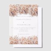 Invitations En Vélin flûtes roses crème or mariage clair (Compenser)