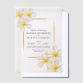 Invitations En Vélin Frangipani or blanc mariage tropical (Compenser)