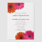 Invitations En Vélin Gerbera Gerber Daisy Mariage rose orange (Recto)