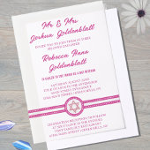 Invitations En Vélin Glam Pink Chic Élégant Bat mitzvah traditionnel