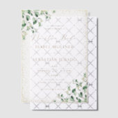 Invitations En Vélin Gold Frame Green Nuestra Boda Mariage espagnol (Décalage (Invitation))