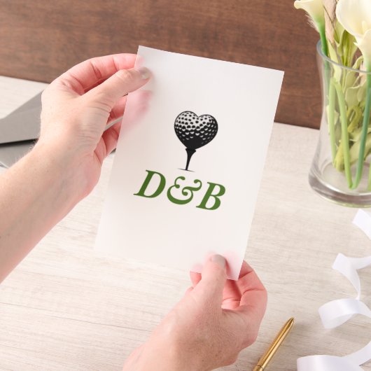 Invitations En Vélin Golf Couples (Ordinateur de poche)