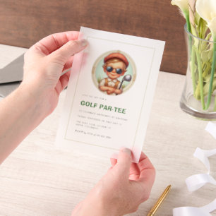 Invitations En Vélin Golf vintage Parc Tee 1er anniversaire garçon