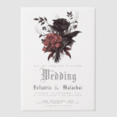 Invitations En Vélin Goth Rosewood Floral Rose noir (Recto)