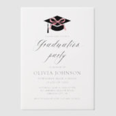 Invitations En Vélin Graduation moderne élégant Cap Pink Bow Graduation (Recto)