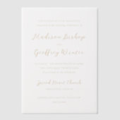 Invitations En Vélin Gras Script Earthy Neutral Mariage élégant (Recto)