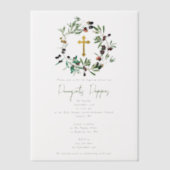 Invitations En Vélin Grec Orthodoxe baptême Baptême Olives Verdure (Recto)