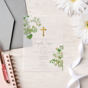 Invitations En Vélin Grec Orthodoxe Baptême Vert