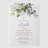 Invitations En Vélin Greenery, Eucalyptus Leaves, Boho, Baptism (Recto)