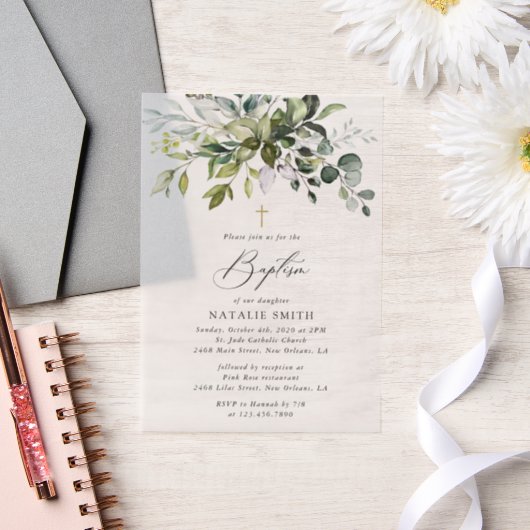 Invitations En Vélin Greenery, Eucalyptus Leaves, Boho, Baptism (Mariage)