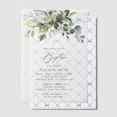 Invitations En Vélin Greenery, Eucalyptus Leaves, Boho, Baptism (Décalage (Invitation))
