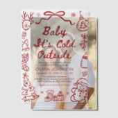 Invitations En Vélin Hand Drawn Baby It's Cold Outside Baby Shower (Décalage (Couple))