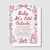 Invitations En Vélin Hand Drawn Baby It's Cold Outside Baby Shower (Compenser)