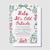 Invitations En Vélin Hand Drawn Baby It's Cold Outside Baby Shower (Compenser)