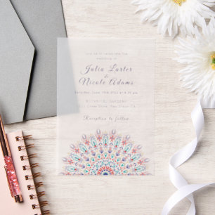 Invitations En Vélin Herbe des Pampas Sèche Plume Douce Mandala Mariage