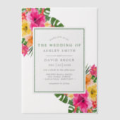 Invitations En Vélin Hibiscus tropical Palm Feuille Mariage (Recto)