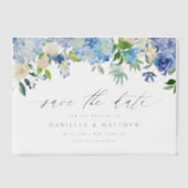 Invitations En Vélin Hydrangeas Bleus et Roses Ivoire Save the Date (Recto)