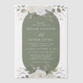 Invitations En Vélin Iivoire Et Sage Élégant Mariage Floral (Recto)