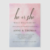 Invitations En Vélin Il Ou Elle Pink Blue Pastel Fête de Révélation de  (Recto)
