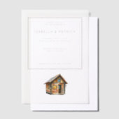 Invitations En Vélin Illustration de cabane marron rustique (Compenser)