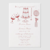 Invitations En Vélin Illustrations faites à la main Doodles Maroon Mari (Recto)