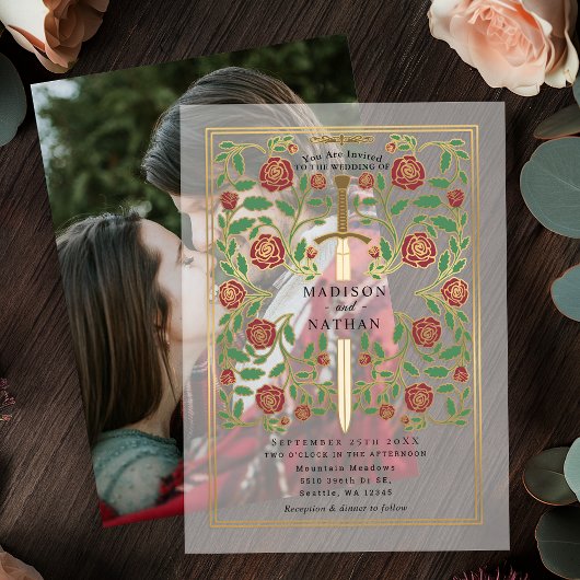 Invitations En Vélin Imaginaire médiéval de l'épée royale Mariage