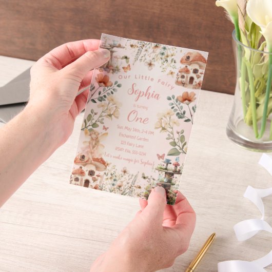 Invitations En Vélin Jardin de fées magiques : premier anniversaire (Ordinateur de poche)