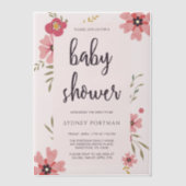 Invitations En Vélin Joli Baby shower Floral rose (Recto)