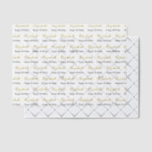 Invitations En Vélin Joyeux Anniversaire Gold Nom Script noir et blanc (Décalage (Invitation))